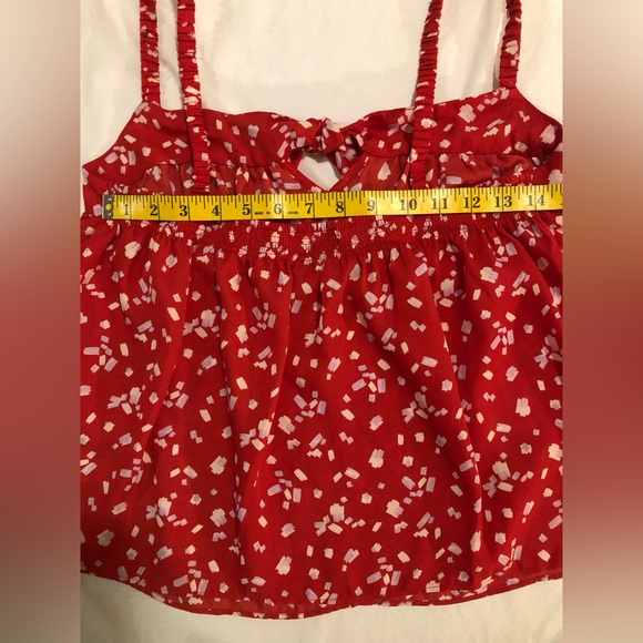 Lush red, pink & white polyester flowy tank, S - Picture 11 of 13